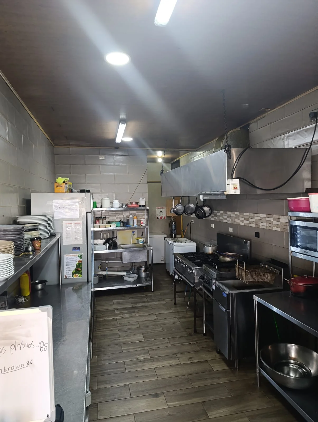 Commercial kitchen stainless steel prep counters