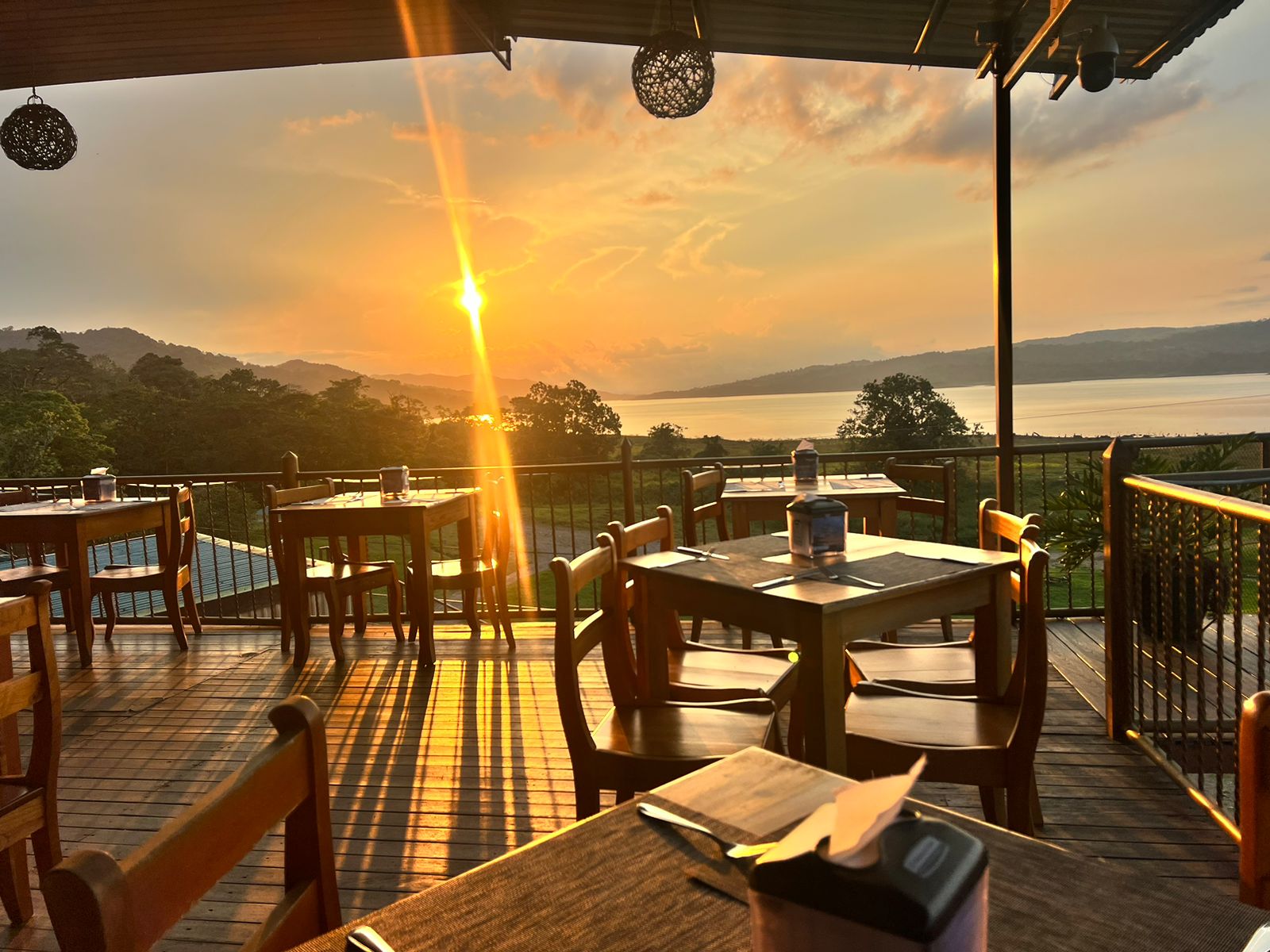 Sunset over Lake Arenal from the Fusion Arenal terrace